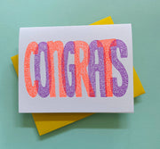 Neon Congrats Card - Graduation Card, Greeting Card