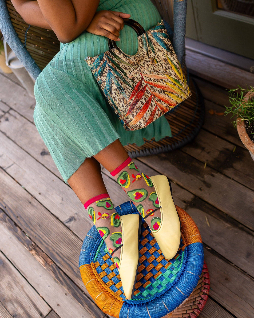 Avocado Lover Sheer Crew Sock