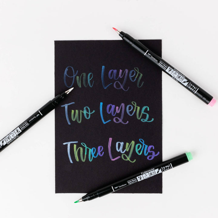 Fudenosuke Pastel Brush Pens, 6-Pack