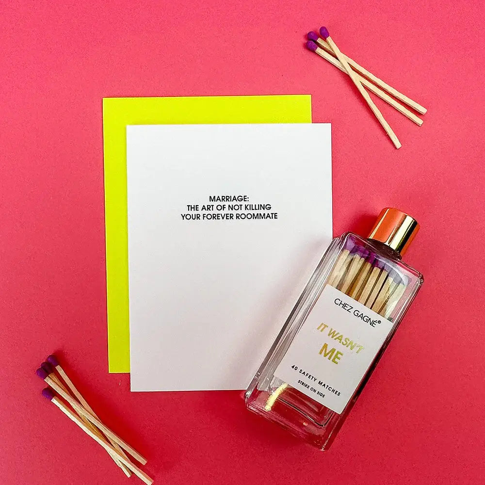 Marriage: Forever Roommate Letterpress Greeting Card