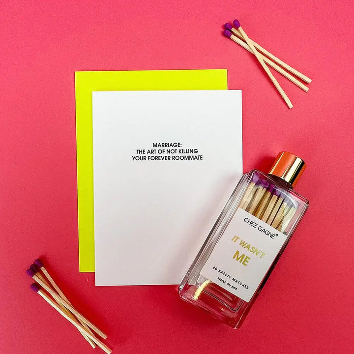 Marriage: Forever Roommate Letterpress Greeting Card