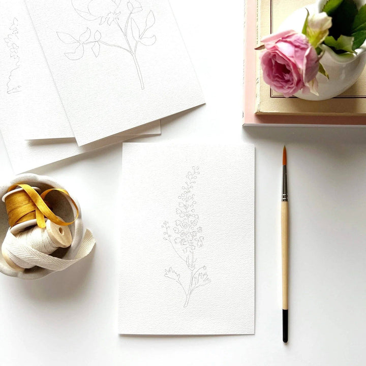 Garden flowers paintable watercolor notecard set