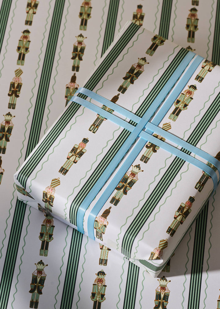 Nutcracker Stripe Stars Double Sided Gift Wrap | 3 Sheets