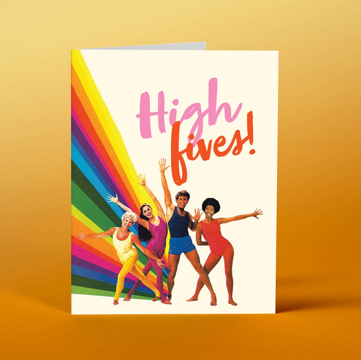 HIGH FIVES 80's congratulations card