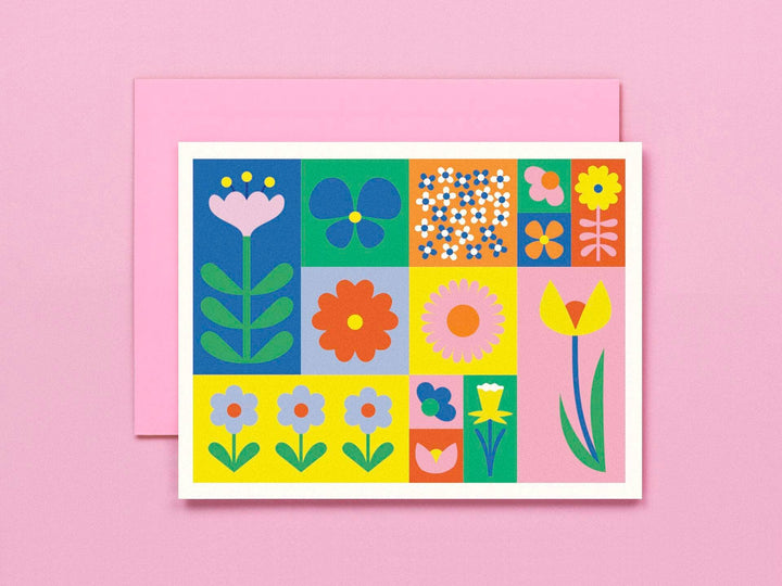 Flowerblock • Colorblock Minimal Graphic Flower Blank Card