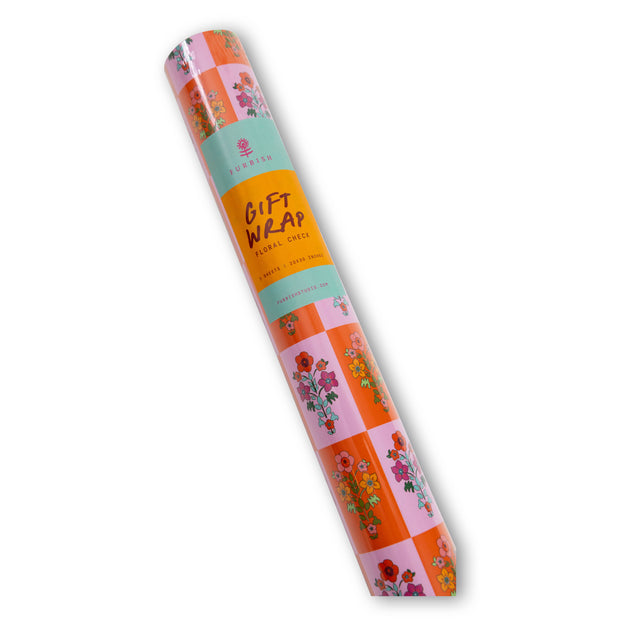 Wrapping Paper Sheets - Floral Check
