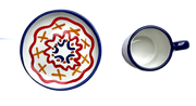 Blue & Red X Ceramic Coffee Cup & Saucer