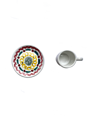 Red & Green Dash Ceramic Coffee Cup & Saucer