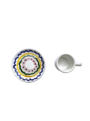 Yellow & Blue Decor Ceramic Coffee Cup & Saucer
