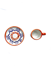 Orange & Blue Clouds Ceramic Coffee Cup & Saucer