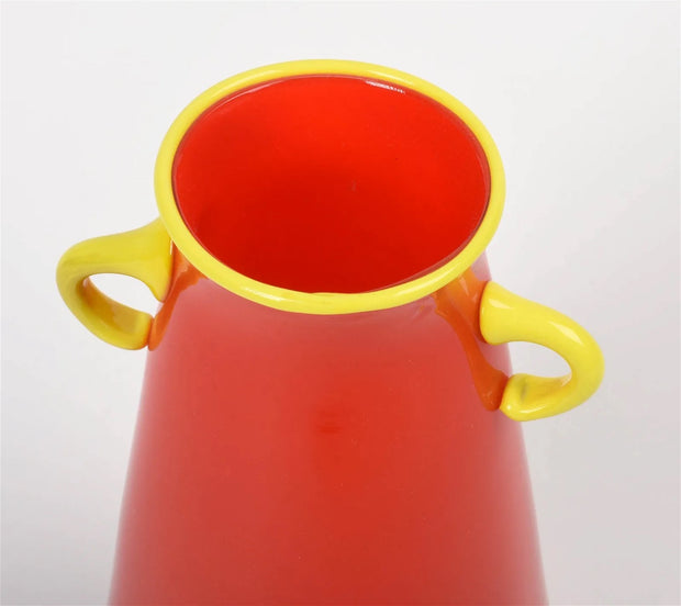 Vintage 1994 John Burchetta Red and Yellow Art Glass Vase