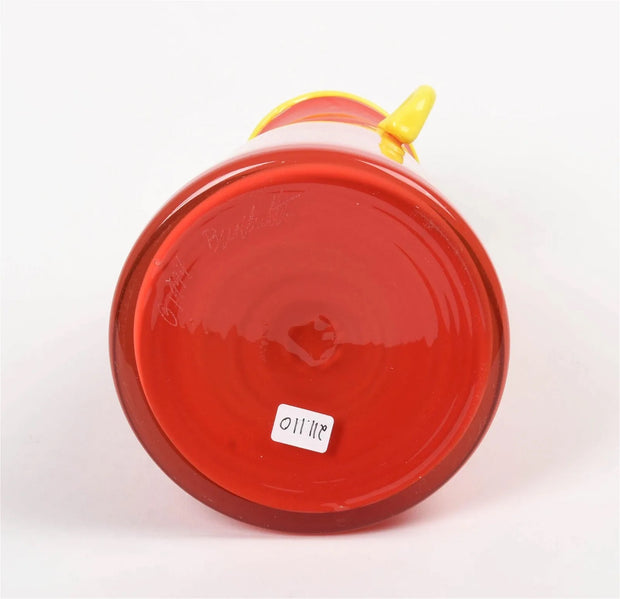 Vintage 1994 John Burchetta Red and Yellow Art Glass Vase