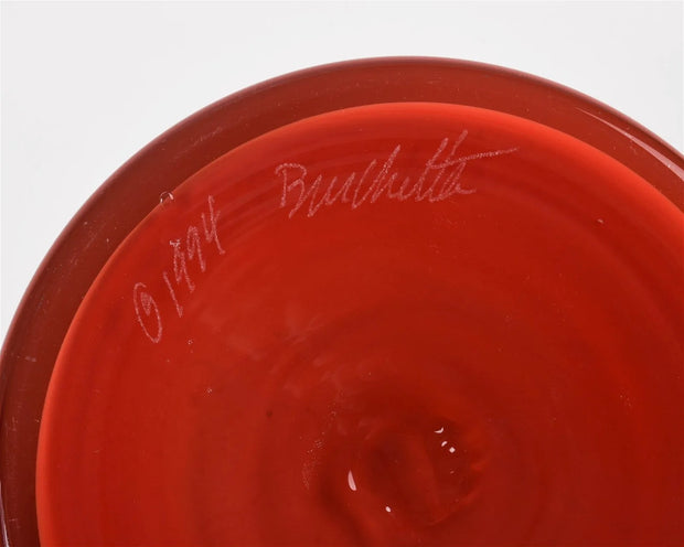 Vintage 1994 John Burchetta Red and Yellow Art Glass Vase