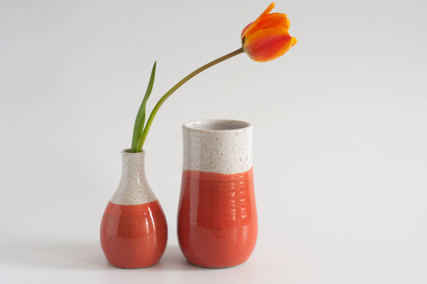 Coral & White Speckle Large Vase