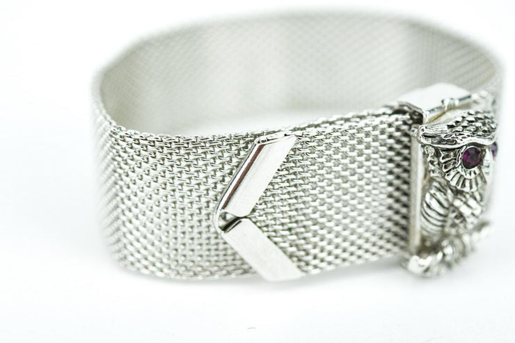 Vintage Buckle Bracelet with Owl Slide