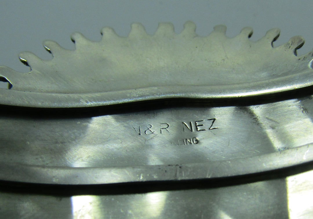 NEZ TURQUOISE NEEDLEPOINT CLUSTER STERLING CUFF