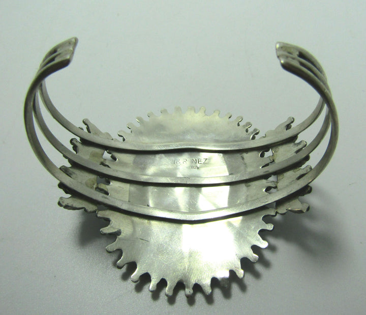 NEZ TURQUOISE NEEDLEPOINT CLUSTER STERLING CUFF