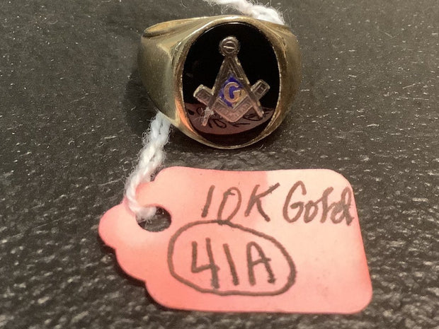 10K Gold Mens Masonic Ring