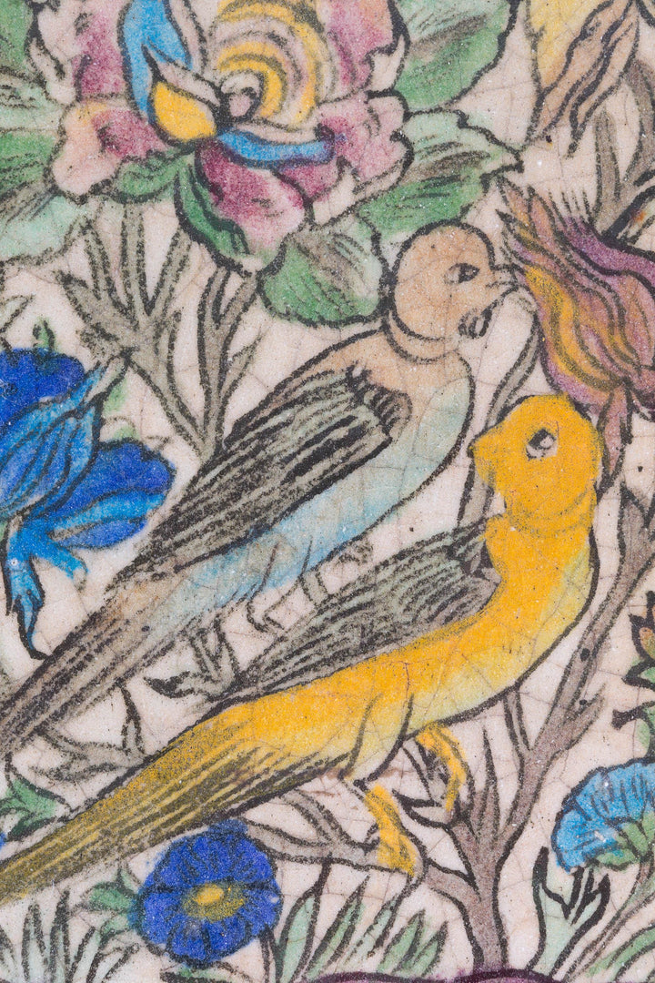 Indo Persian Tile with Birds, 19th C