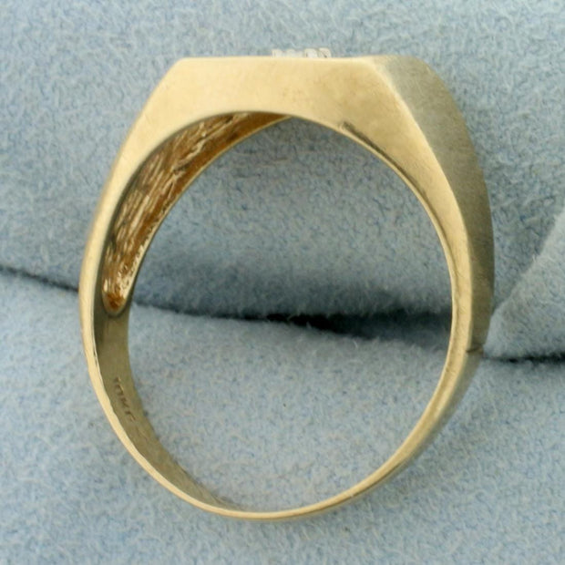 Mens Diamond Solitaire Ring in 10K Yellow and White