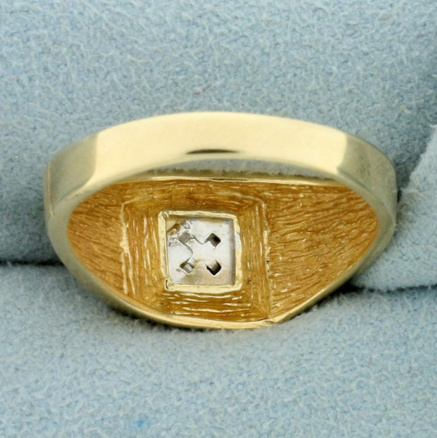 Mens Diamond Solitaire Ring in 10K Yellow and White