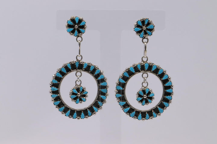 Zuni Handmade Petite Point Turquoise Sterling Silver