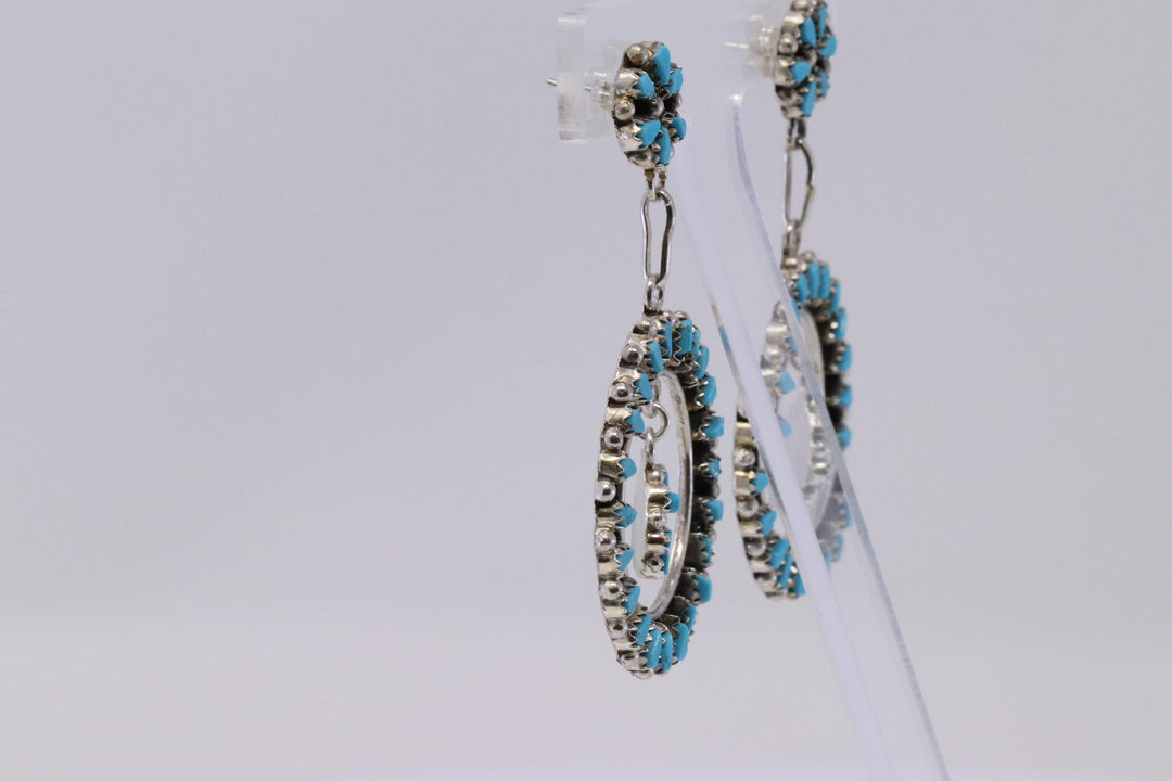 Zuni Handmade Petite Point Turquoise Sterling Silver