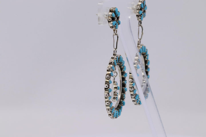 Zuni Handmade Petite Point Turquoise Sterling Silver