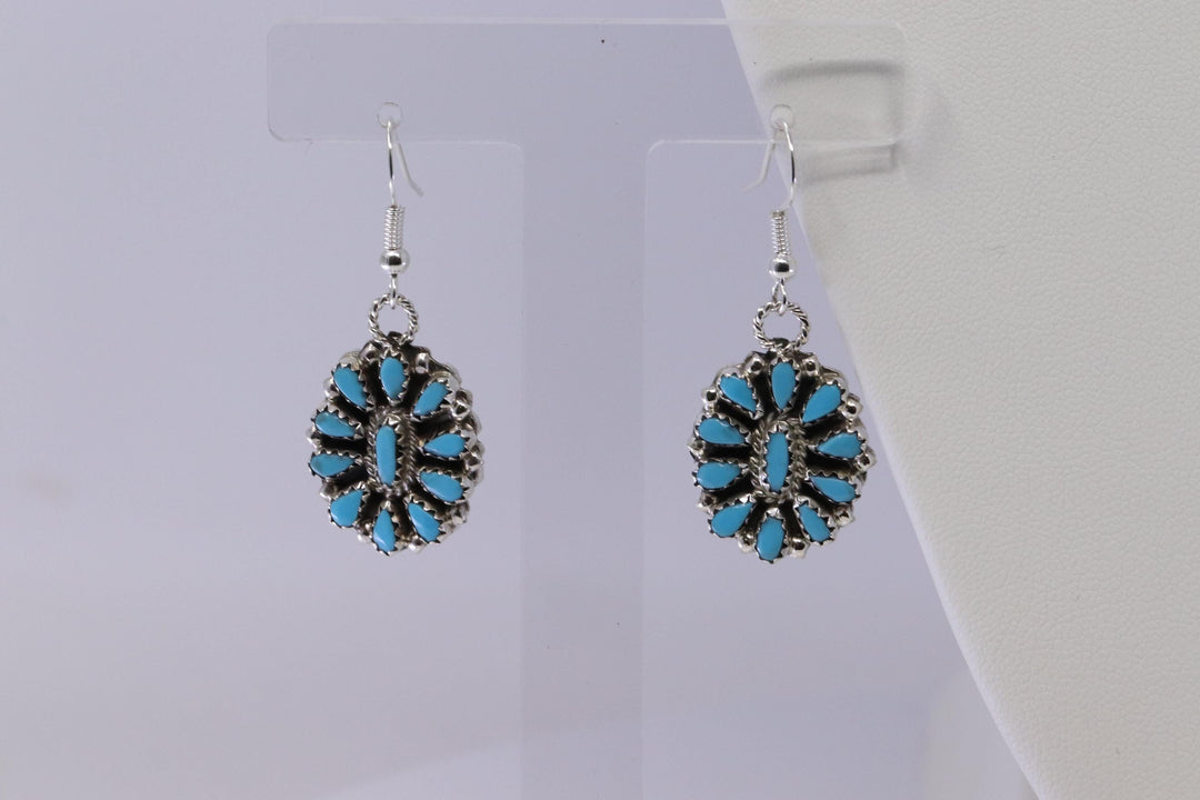 Reversible Native American Sterling Silver Turquoise Earring and Necklace Set