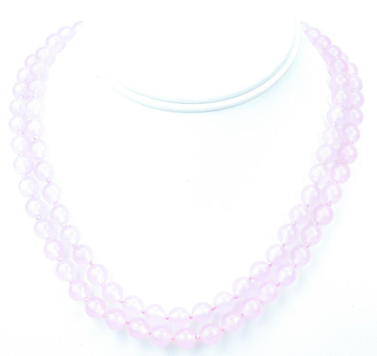 Pair Of Hand Knotted Rose Quartz Necklaces
