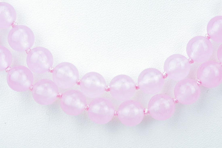 Pair Of Hand Knotted Rose Quartz Necklaces