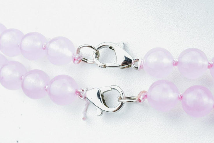 Pair Of Hand Knotted Rose Quartz Necklaces