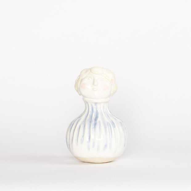 Kate - Figural Vase w Blue & White Stripe Dress