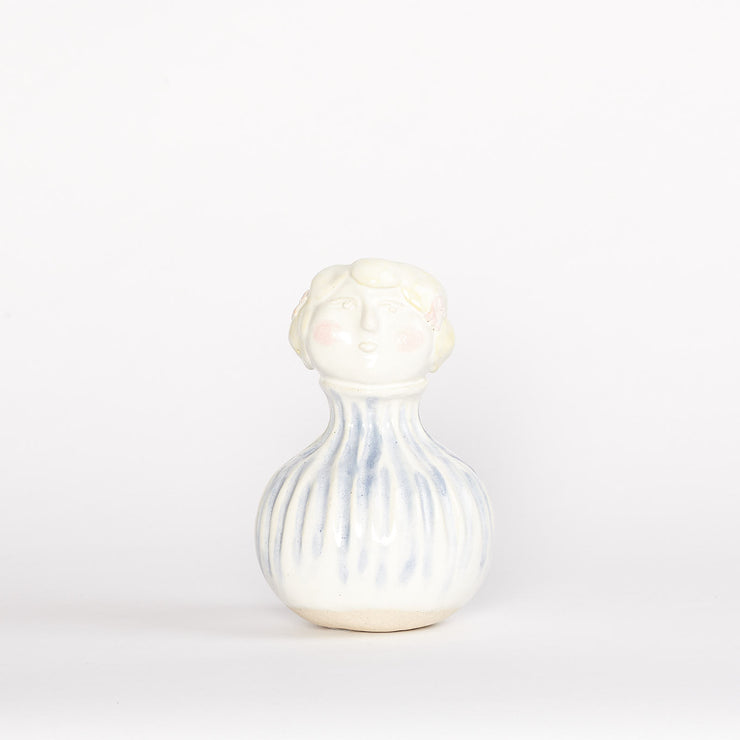 Kate - Figural Vase w Blue & White Stripe Dress