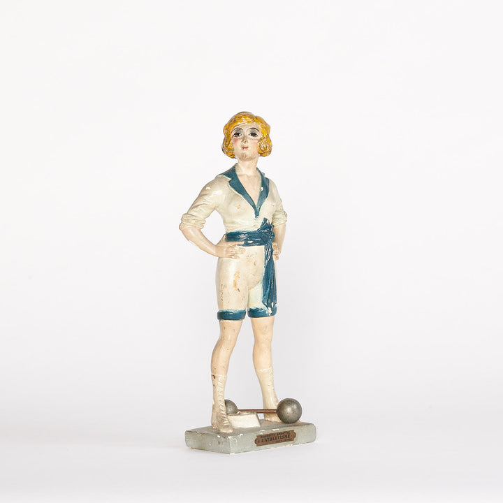 Vintage French Painted Athletic Plaster Figures