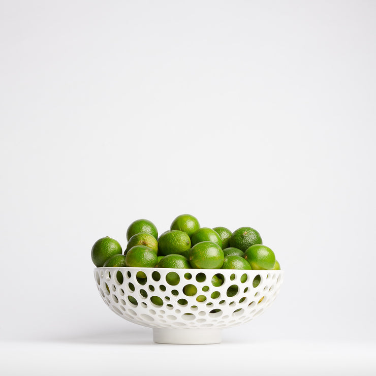 Small Lacey Low Bowl in White