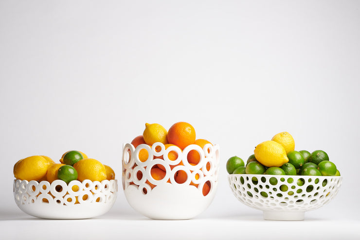 Small Lacey Low Bowl in White