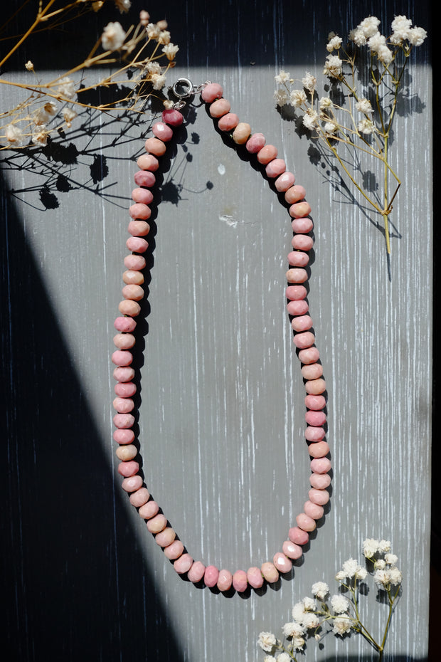 Pink Jasper Silk-Knotted Candy Necklace
