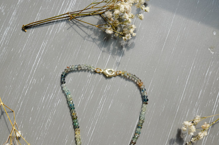 Aquamarine Ombre Silk-Knotted Candy Choker