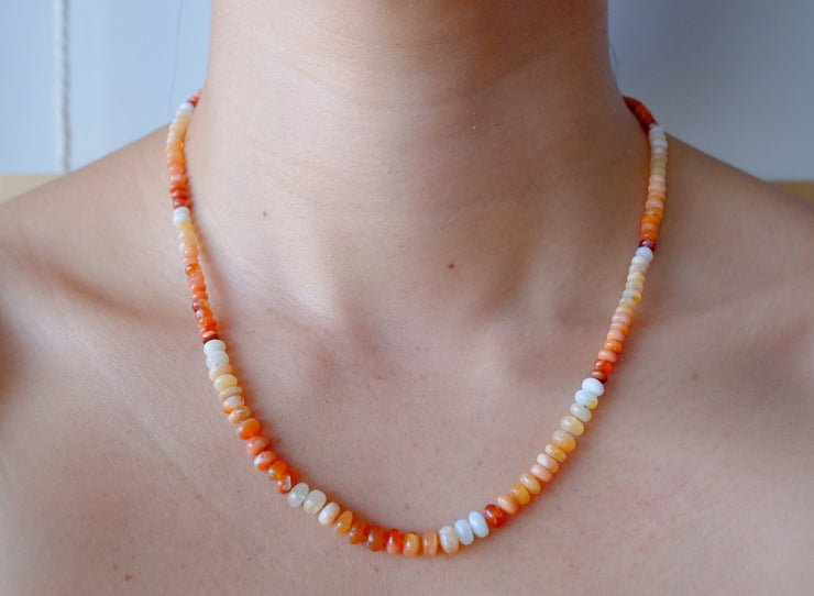 Mexican Fire Opal Graduated Ombre Silk-Knotted Candy Necklace