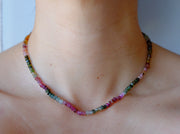 Rainbow Tourmaline Dainty Ombre Silk-Knotted Candy Choker