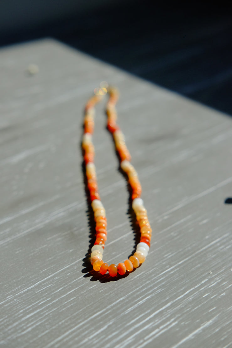 Mexican Fire Opal Graduated Ombre Silk-Knotted Candy Necklace