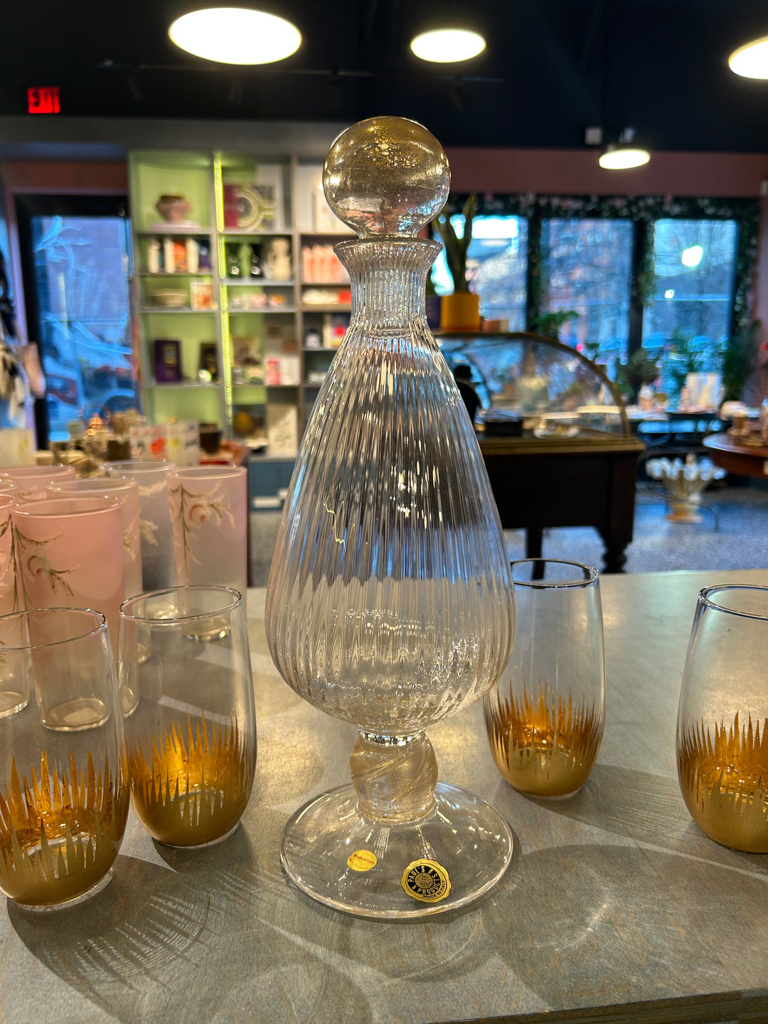 Venetian Decanter and Glasses