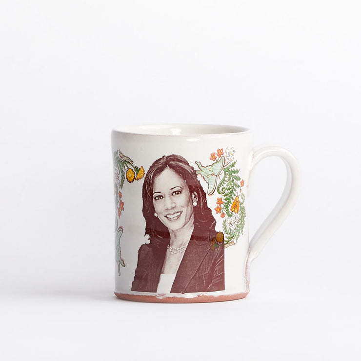 Kamala Harris Mug with Multicolor Floral Decoration