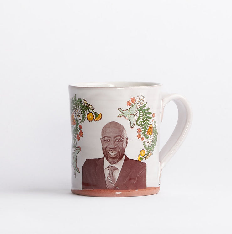 Raphael Warnock Mug with Multicolor Floral Decoration