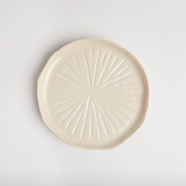 White Stoneware Footed Plate