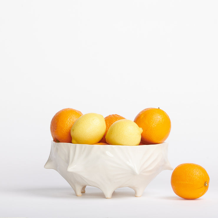 White Stoneware Fruit Bowl