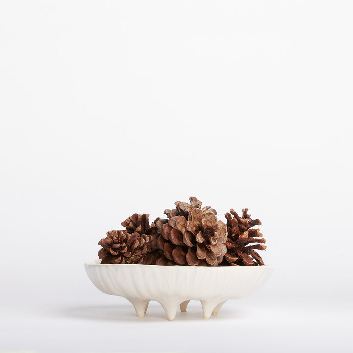 White Stoneware Large Footed Bowl