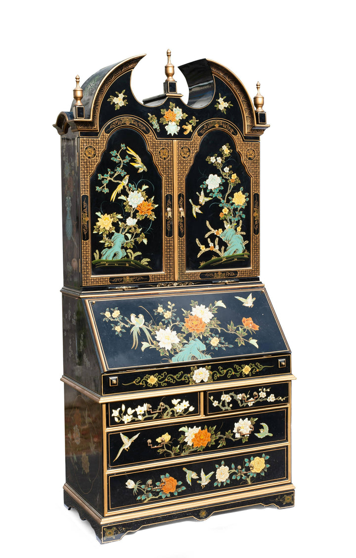 Black Lacquer Decorated Secretary