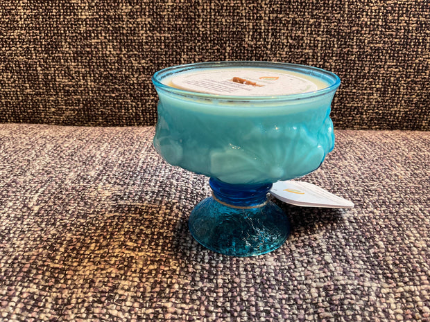 Vintage Blue Saucer Candle